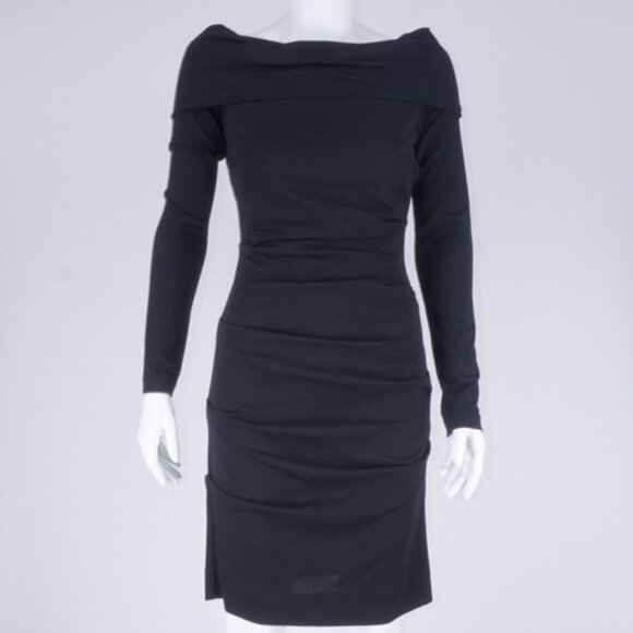 NWT Nicole Miller Artelier Ruched Dress w/ Back Zipper- Black - Picture 4 of 6